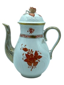 HEREND HUNGARY CHINESE BOUQUET RUST COFFEE/TEA POT