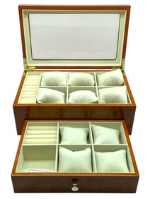 WOODEN WATCH AND JEWELRY STORAGE BOX