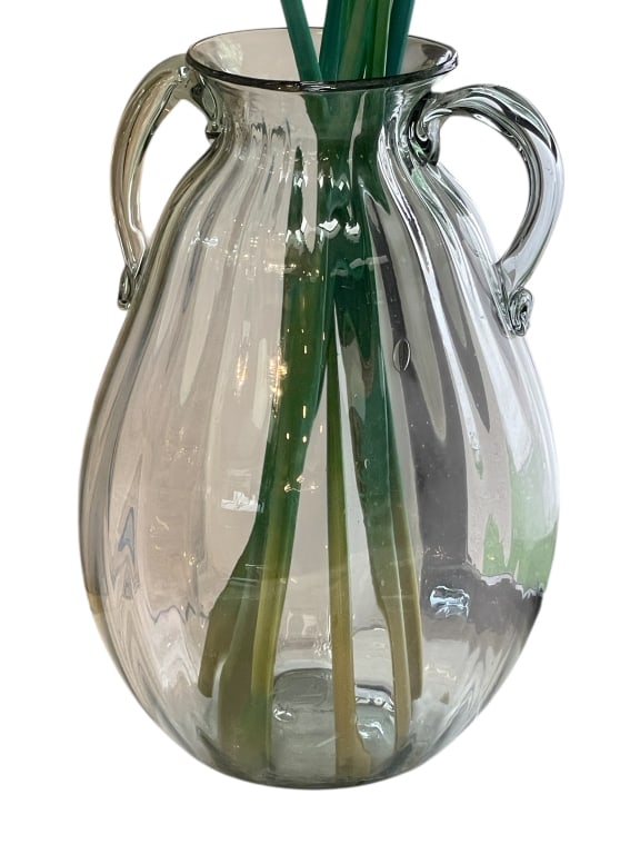 LARGE CLEAR GLASS VASE W  LEAF ARRANGEMENT 20" (1 of 6)