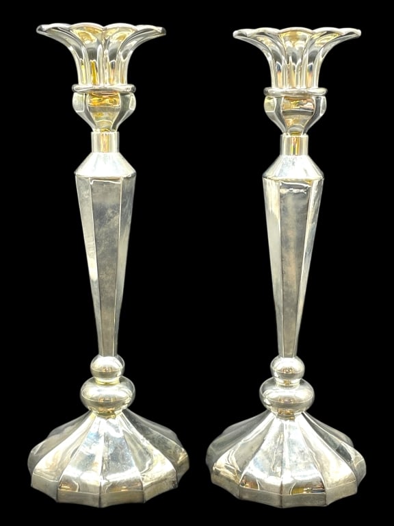 PAIR OF SILVER CANDLESTICK HOLDERS 12" (1 of 6)