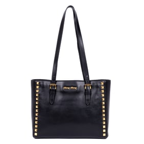 MIU MIU STUDDED SHOPPING TOTE SHOULDER BAG
