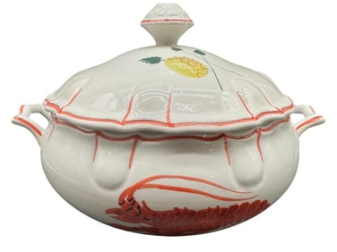 VINTAGE PORCELAIN LIDDED TUREEN WITH LOBSTER MOTIF