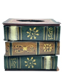 FAUX BOOKS TISSUE BOX HOLDER 7"