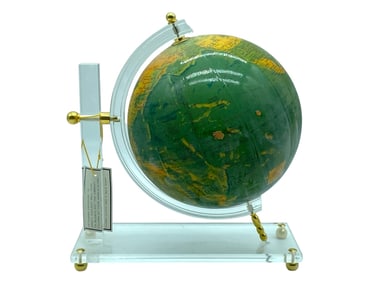 DECORATIVE WORLD GLOBE ON MODERN LUCITE STAND 11"