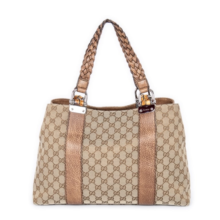 GUCCI MEDIUM BAMBOO BAR TOTE CANVAS BAG (1 of 2)