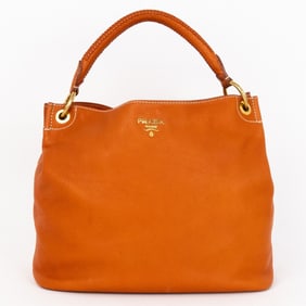 PRADA SABBIA HOBO VITELLO DAINO LEATHER HANDBAG