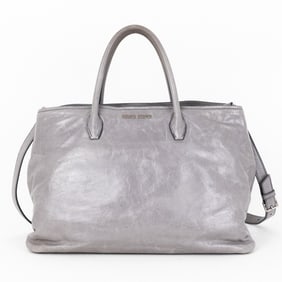MIU MIU SHOPPER GREY VITELLO LEATHER HANDBAG