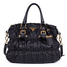 PRADA CABAS CROSSBODY NAPPA GAUFRE LEATHER BAG