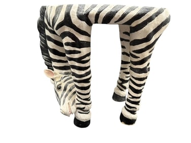 ZEBRA HAND-PAINTED WHIMSICAL STOOL OR SIDE TABLE