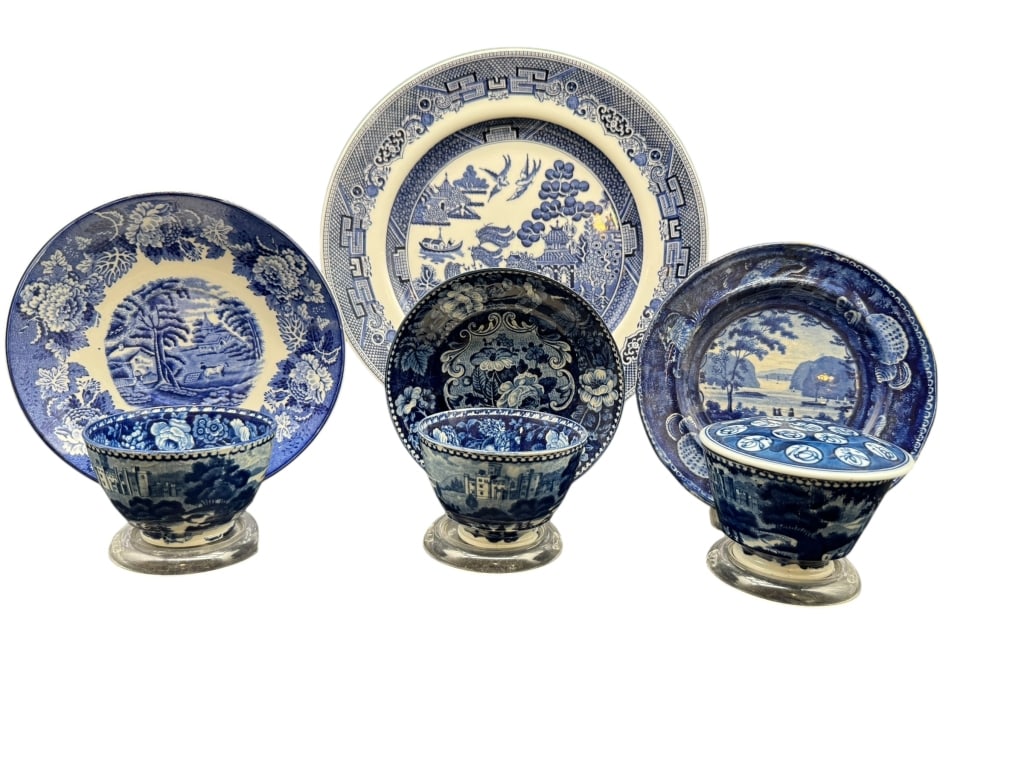 COLLECTION OF BLUE AND WHITE TRANSFERWARE PLATES (1 of 3)
