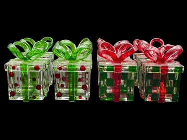 SET OF 8 ACRYLIC HOLIDAY GIFT BOXES
