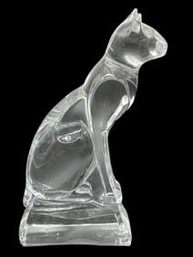 CRYSTAL SITTING CAT FIGURINE 5"
