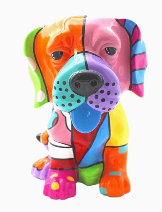 DOLLAR SIGN PET DOG WITH BLUE TONGUE - 8" TALL: This gorgeous resin dog is hand made and would make the perfect addition to your collection. Whether you're buying it as a gift for a loved one or just want to add it to your own collection, this dog