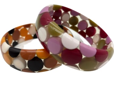 VTG LUCITE POLKA DOT BANGLE BRACELETS