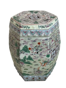 VINTAGE CHINESE FAMILLE ROSE PORCELAIN GARDEN SEAT