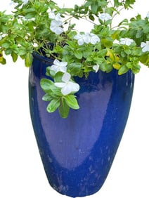 LARGE BLUE GLAZED CERAMIC PLANTER 20"