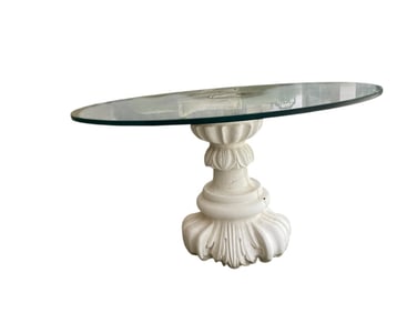 URN STYLE TABLE BASE WITH GLASS TOP TABLE 36"