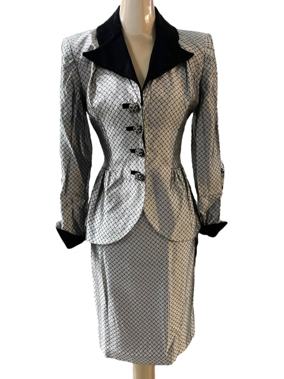 VICTOR COSTA BY NAHDREE GREY & BLACK TWO PIECE SET (1 of 6)