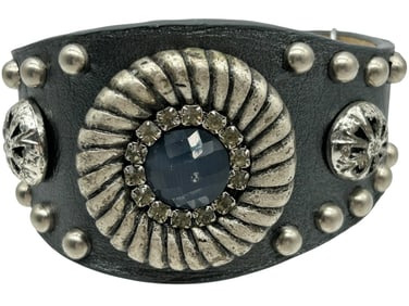 NWT LEATHER ROCK CHARCOAL CUFF BRACELET