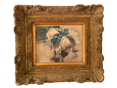 BALLET DANCER WITH BLUE BOW, AFTER DEGAS 16"