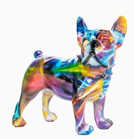 HAND PAINTED SMOKE ART BULLDOG EARS UP SCULPTURE "