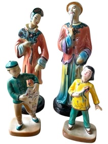 4 GOLDCREST CERAMIC CHINESE FIGURINES 12"
