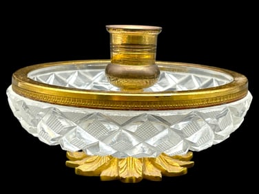 FRENCH CRYSTAL AND BRONZE CANDLESTICK HOLDER 5"
