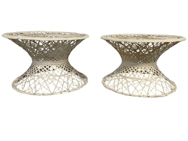 PAIR OF RUSSELL WOODARD STYLE OUTDOOR STOOLS
