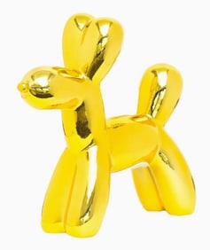 JEFF KOONS STYLE YELLOW BALLOON DOG SCULPTURE 12 "H