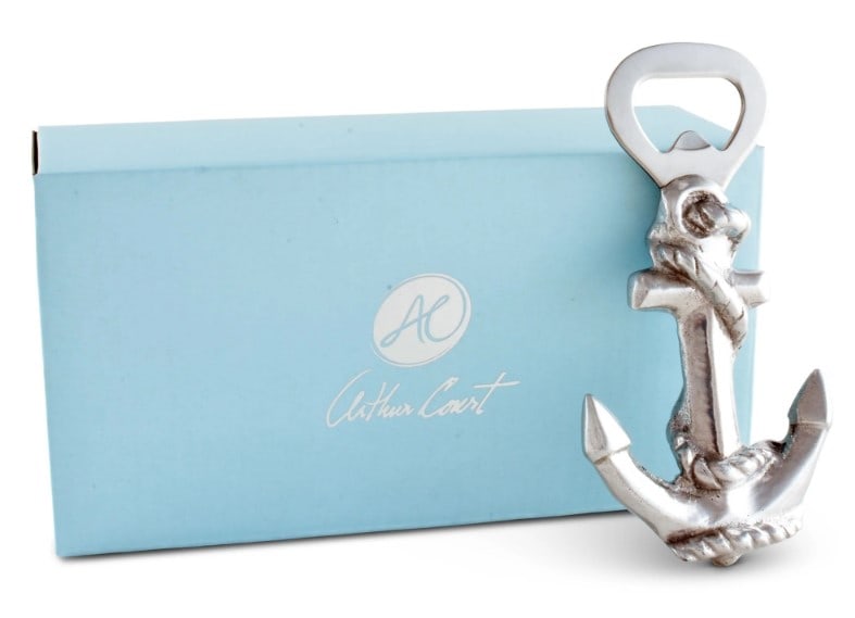 NEW! ARTHUR COURT ANCHOR BOTTLE OPENER: NEW! ARTHUR COURT ANCHOR BOTTLE OPENER -NEW! NIB -THE ANCHOR'S TRADITIONAL SHAPE CREATES A STURDY HANDHOLD, WHILE A ROPE TWISTS FROM THE RING, DOWN THE SHANK AND AROUND THE ARM. THE HANDMADE, ALUMINUM