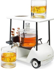 NEW IN BOX GOLF CART DECANTER SET