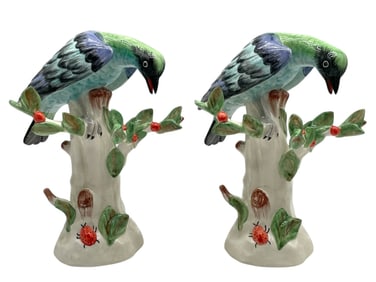 CHELSEA HOUSE PORCELAIN BIRDS ON BRANCH FIGURINES