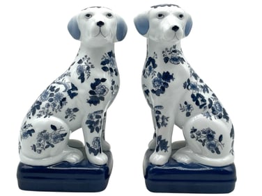 ANDREA BY SADEK PAIR OF PORCELAIN DOG BOOKENDS