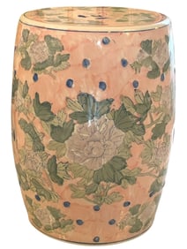 VINTAGE PINK CHINOISERIE PORCELAIN GARDEN STOOL