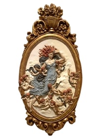 ORNATE BAROQUE STYLE RELIEF SCULPTURE WALL ART 26"