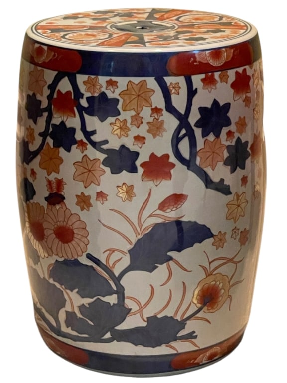 CHINOISERIE POLYCHROME CERAMIC GARDEN STOOL (1 of 4)