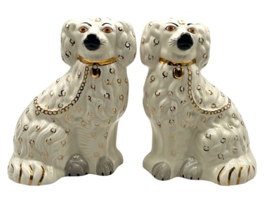 STAFFORDSHIRE-STYLE PORCELAIN SPANIEL DOGS