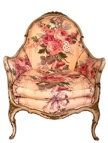 VINTAGE LOUIS XV STYLE CARVED FLORAL ARMCHAIR