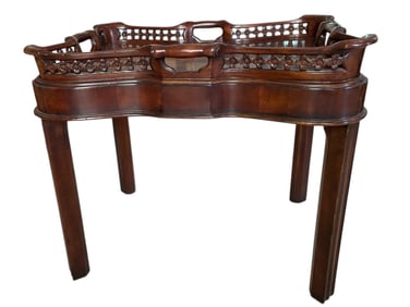THEODORE ALEXANDER CARVED TRAY TOP TABLE 24"
