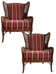 PAIR OF VINTAGE COASTAL WINGBACK ARMCHAIRS
