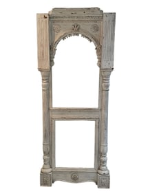 ANTIQUE ARCHITECTURAL CARVED WOOD WINDOW FRAME 69"