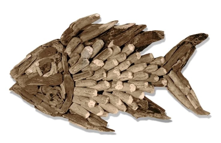 NEW! COASTAL DRIFTWOOD ANGEL FISH WALL ART 27" (1 of 4)