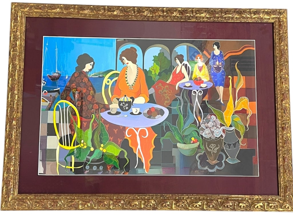 ITZCHAK TARKAY  MODERNIST WOMEN IN CAFE PRINT 34" (1 of 5)