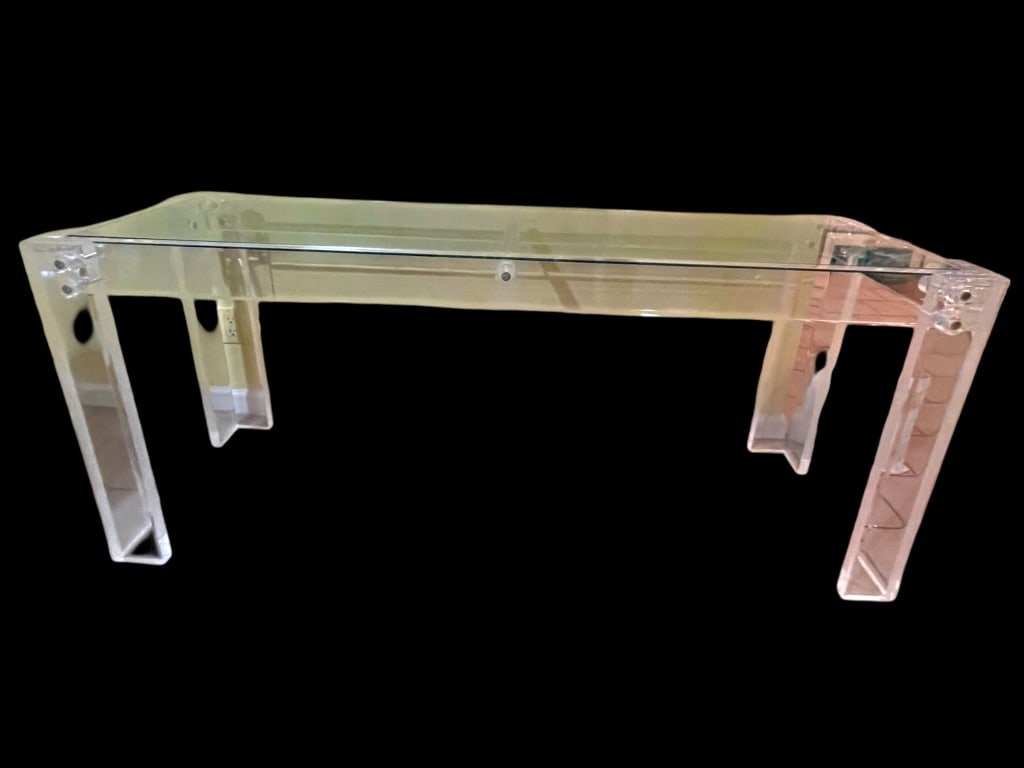 MID CENTURY MODERN LUCITE CONSOLE TABLE 46" (1 of 9)