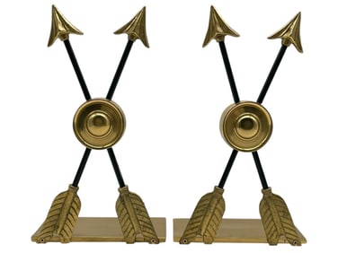 PAIR OF BRASS DOUBLE ARROW BOOKENDS 10"
