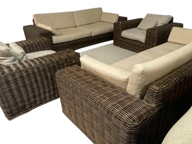 4-PIECE WOVEN RATTAN OUTDOOR/INDOOR LOUNGE SET