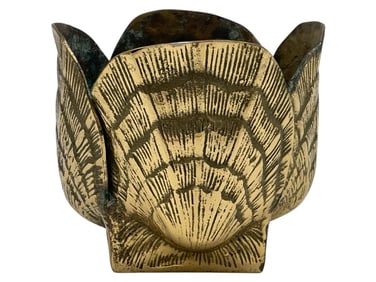 HOLLYWOOD REGENCY STYLE BRASS CLAMSHELL PLANTER