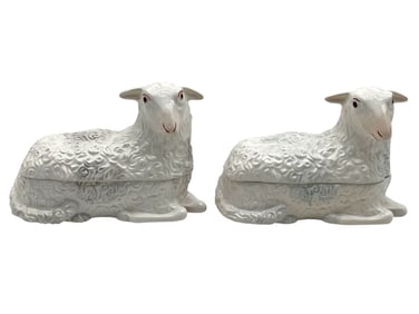 MOTTAHEDEH PORCELAIN SHEEP FIGURAL COVERED DISHES
