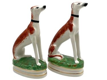 PAIR OF STAFFORDSHIRE STYLE GREYHOUND BOOKENDS