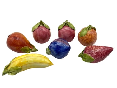 SET OF 7 HAND-PAINTED PORCELAIN FRUIT FIGURES